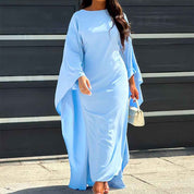Marleen Cape Maxi Dress for Effortless Elegance and Style Light Blue