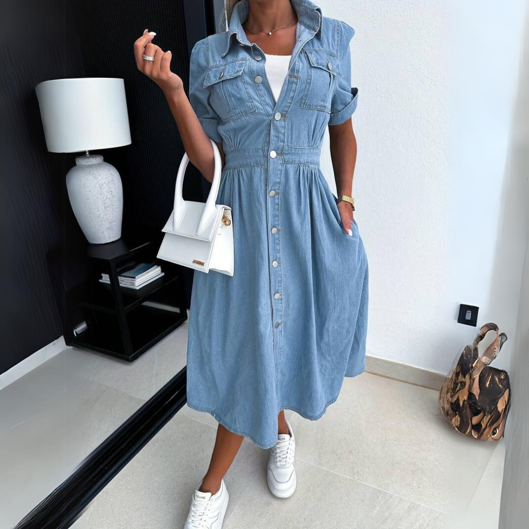 Rebekka Mid-Length Denim Dress