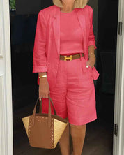 Cotton Two Piece Blazer and Shorts Set for Warm Weather