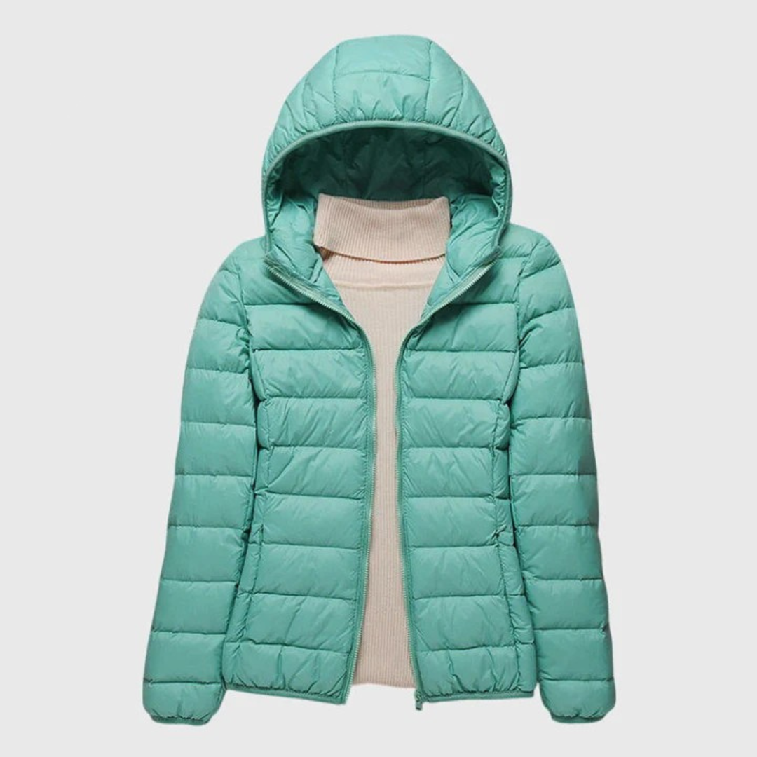 Lily - Ultra-Light Quilted Jacket Turquoise Hood
