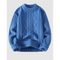 Lonnie Knitted Cable Knit Sweater Cable Knit Pattern Blue