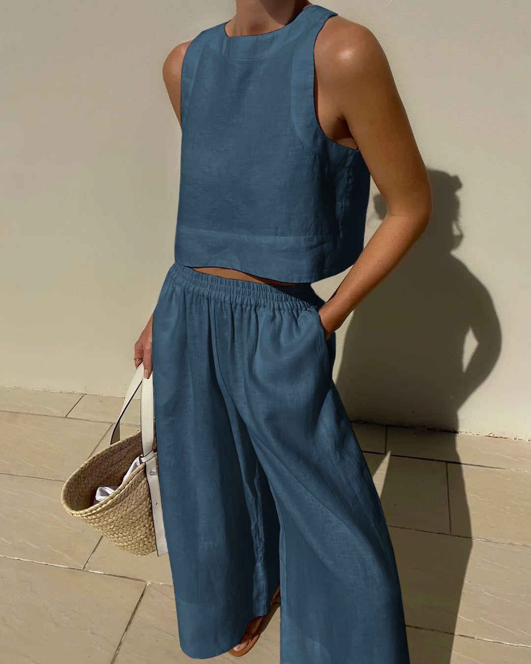 Odette Lightweight Summer Set - Stylish Two-Piece for Warm Days Blue