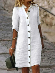 Yrsa - Button-Up Summer Dress White