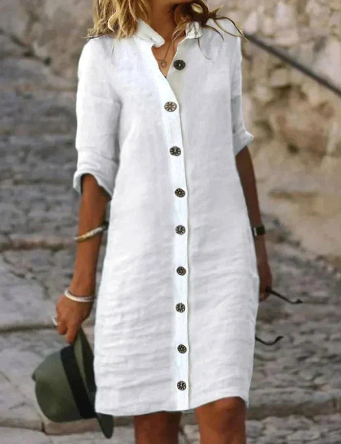 Yrsa - Button-Up Summer Dress White