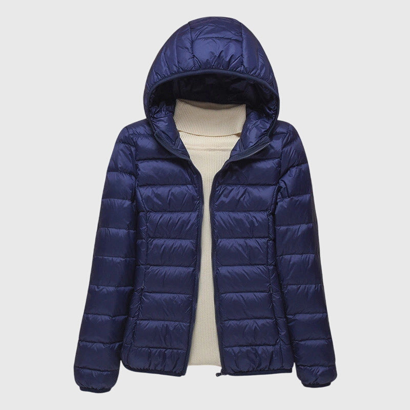 Lily - Ultra-Light Quilted Jacket Dark Blue Hood