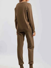 Neutral Knit Two Piece Set With Long Sleeves For Everyday - New Family Finds