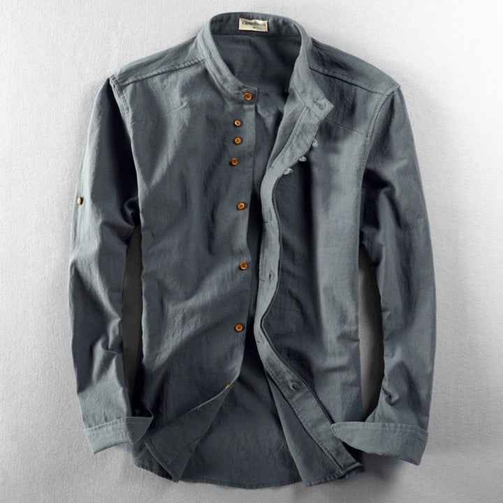Mads Japan Style Shirt Breathable Linen Cotton Minimalist Wear Dark Grey