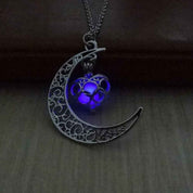 Glowing Pendant Necklace – Luminous Silver Chain Jewelry for Women Love purple
