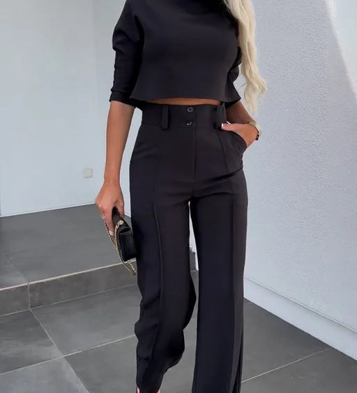 Merida Autumn Trouser Set - Stylish and Comfortable Fall Outfit Black