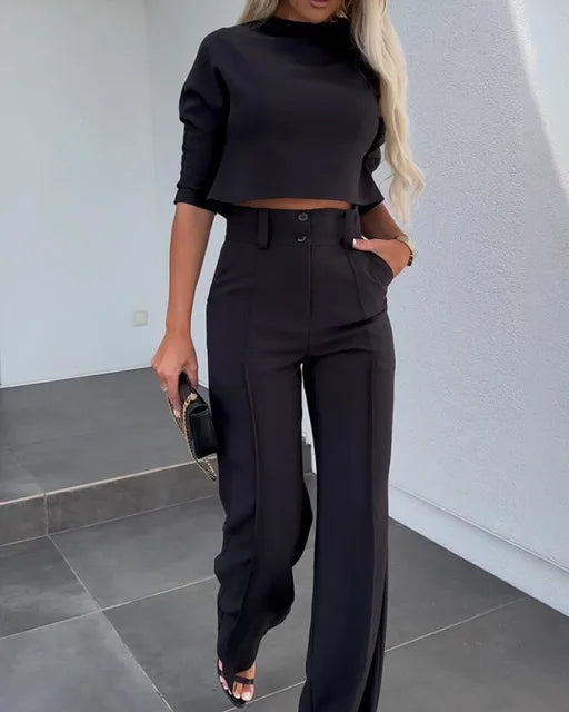 Merida Autumn Trouser Set - Stylish and Comfortable Fall Outfit Black