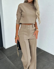 Merida Autumn Trouser Set - Stylish and Comfortable Fall Outfit Khaki