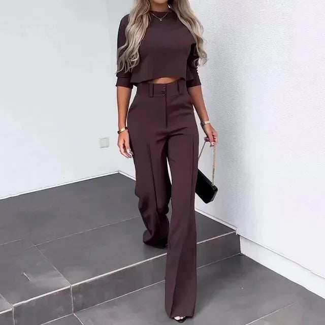 Merida Autumn Trouser Set - Stylish and Comfortable Fall Outfit Brown