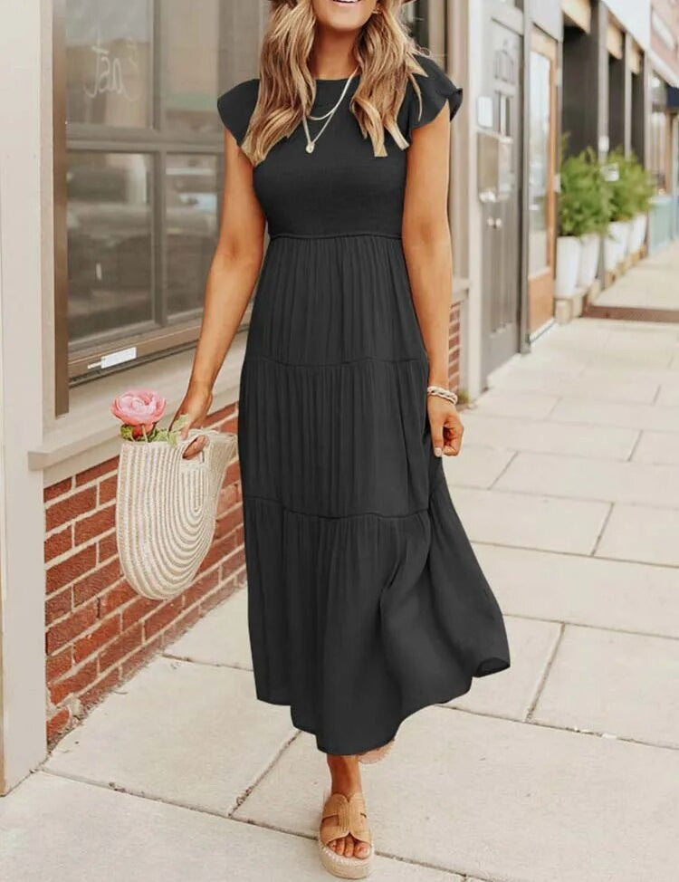 Leana - Gathered Bust Dress Black