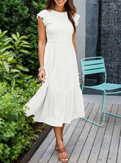 Leana - Gathered Bust Dress White