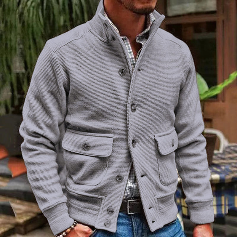 Nils - Stylish Stand-Up Collar Jacket Grey