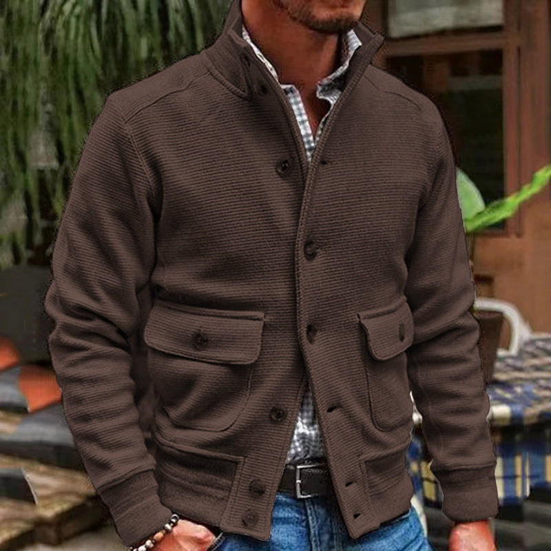 Nils - Stylish Stand-Up Collar Jacket Brown