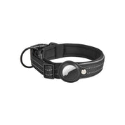 Airtag Pet Collar Tracker – Leather & Nylon Dog & Cat Locator Black Collar