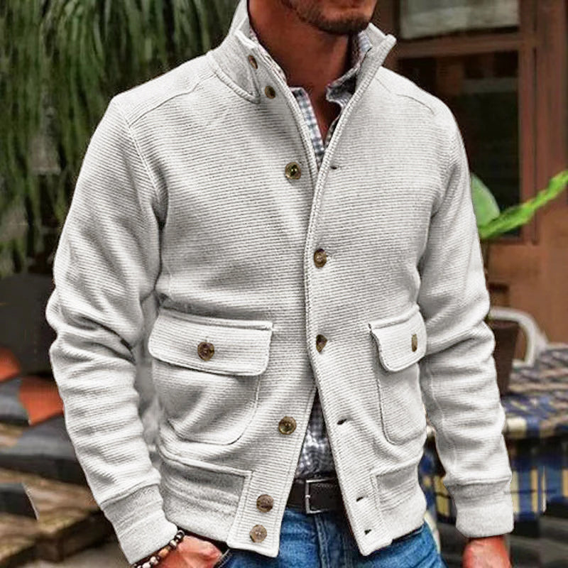 Nils - Stylish Stand-Up Collar Jacket White