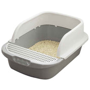 Semi-Enclosed Cat Litter Box - Deodorant Excrement Basin for Kittens and Adult Cats Grey S