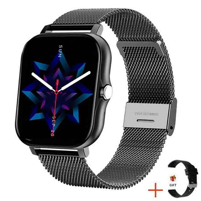Familyfinds Y13 Smart Watch – Heart Rate, Pedometer, Bluetooth Call, Fitness & Sleep Tracker Black mesh plus silicone