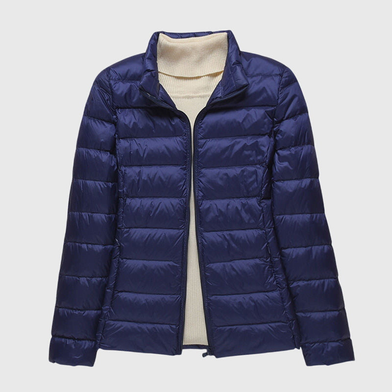 Lily - Ultra-Light Quilted Jacket Dark blue stand-up collar