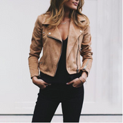 Mathilde - Chic Leather Jacket Khaki