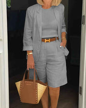 Cotton Two Piece Blazer and Shorts Set for Warm Weather