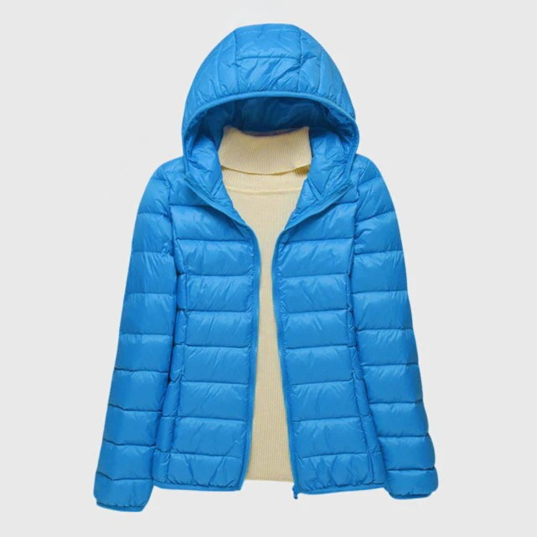 Lily - Ultra-Light Quilted Jacket Blue Hood