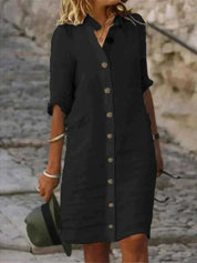 Yrsa - Button-Up Summer Dress Black