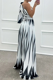 Elegant Striped One Shoulder Maxi Dress For Summer Evenings - New Family Finds