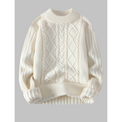 Lonnie Knitted Cable Knit Sweater Cable Knit Pattern White