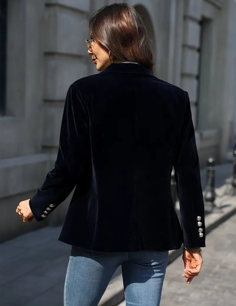 Elegant Velvet Blazer For Sophisticated Formal And Daywear - New Family Finds