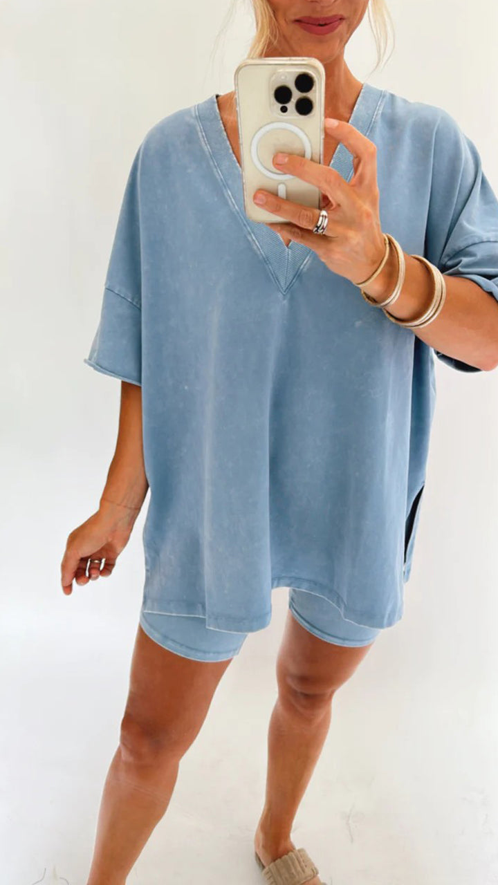 Amarra Relaxed T-Shirt and Shorts Set for Ultimate Comfort Blue
