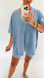 Amarra Relaxed T-Shirt and Shorts Set for Ultimate Comfort Blue