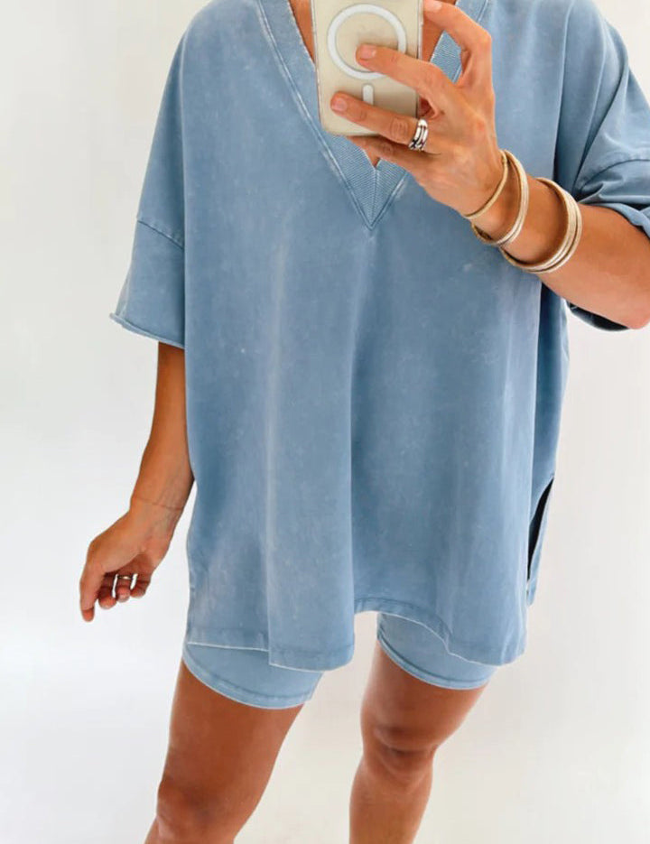 Amarra Relaxed T-Shirt and Shorts Set for Ultimate Comfort Blue