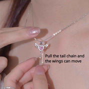 Cupid Heart Angel Wings Necklace – Crystal Tassel Pendant Jewelry Gift for Women