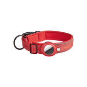 Airtag Pet Collar Tracker – Leather & Nylon Dog & Cat Locator Red Collar