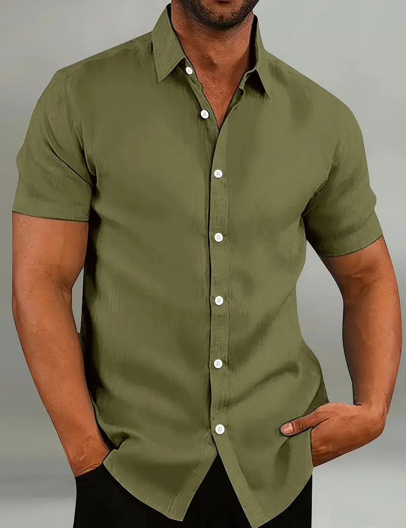 Fritz Short Sleeve Button-Up Shirt Army green