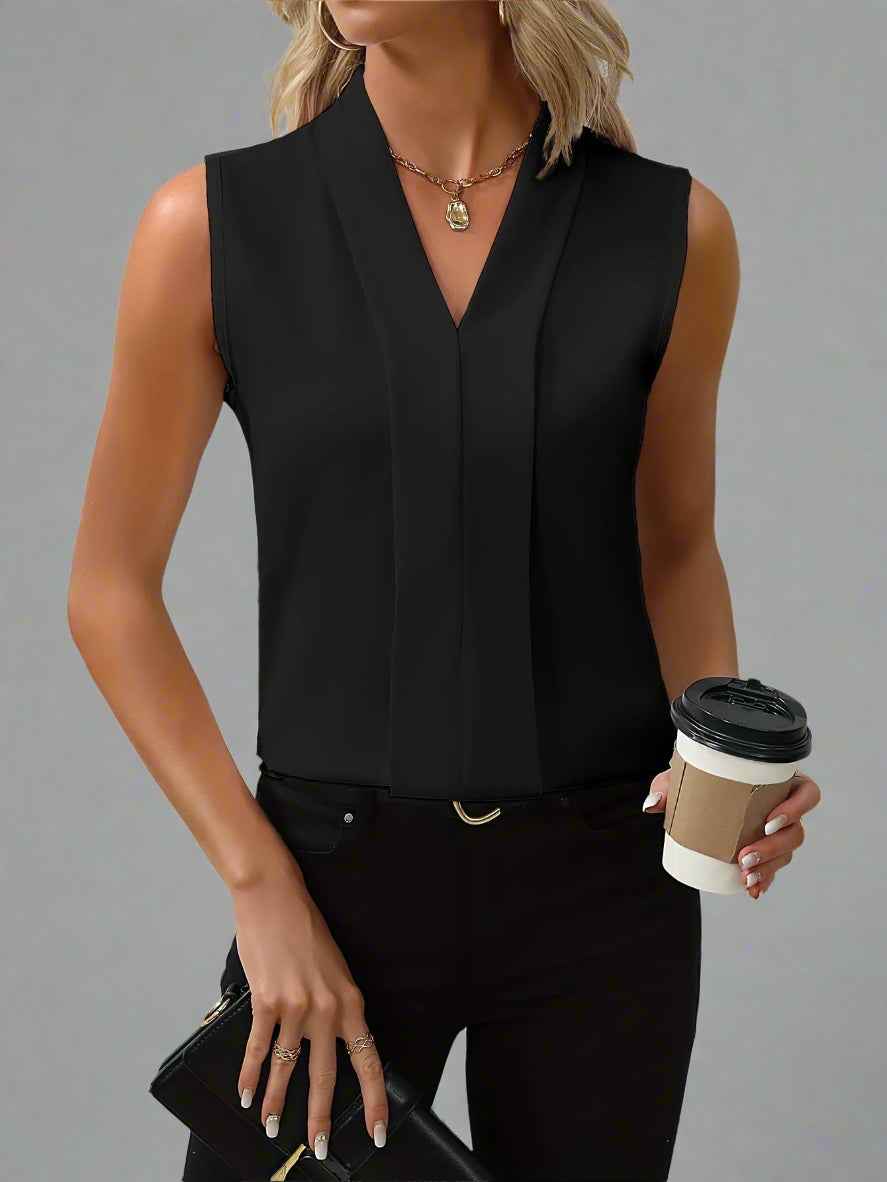 Elegant Sleeveless V-Neck Blouse for Women Lightweight