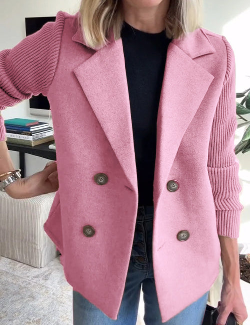 Elegant Knit Sleeve Blazer For Work And Casual Wear - New Family Finds