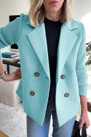Elegant Knit Sleeve Blazer For Work And Casual Wear - New Family Finds