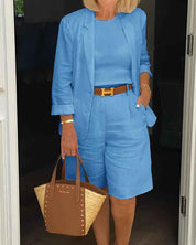 Cotton Two Piece Blazer and Shorts Set for Warm Weather