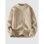 Lonnie Knitted Cable Knit Sweater Cable Knit Pattern Khaki