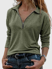 Lightweight Comfortable Top With Zipper Detail For Everyday
