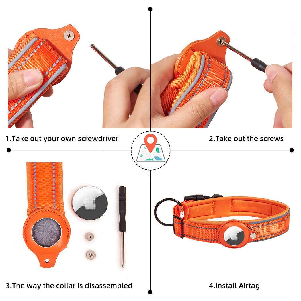 Airtag Pet Collar Tracker – Leather & Nylon Dog & Cat Locator