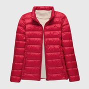 Lily - Ultra-Light Quilted Jacket Red Stand Collar
