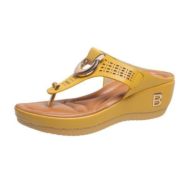 Alberte Elevated Wedge Sandals Yellow