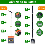 Pooper Scooper Kit – Long Handle Rake & Bin with Bags for Dog Waste