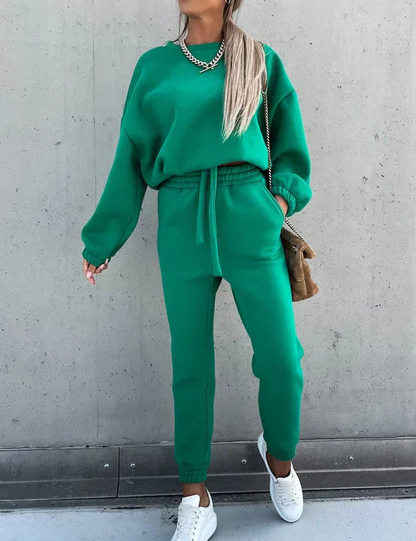 Mackenzie Cozy Sweater Pants Set - Stylish Tracksuit for Ultimate Comfort Green