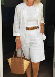 Cotton Two Piece Blazer and Shorts Set for Warm Weather